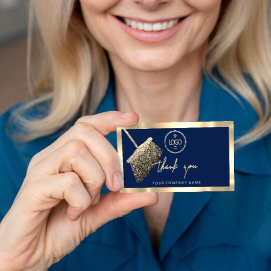 Carte De Visite Merci Business Insertion Logo Gold Cleaning Marine