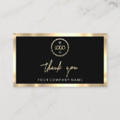 Carte De Visite Merci Business Insertion Logo Gold Frame Black (Devant)