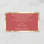 Carte De Visite Merci Business Insertion Logo Gold Frame Rose (Dos)
