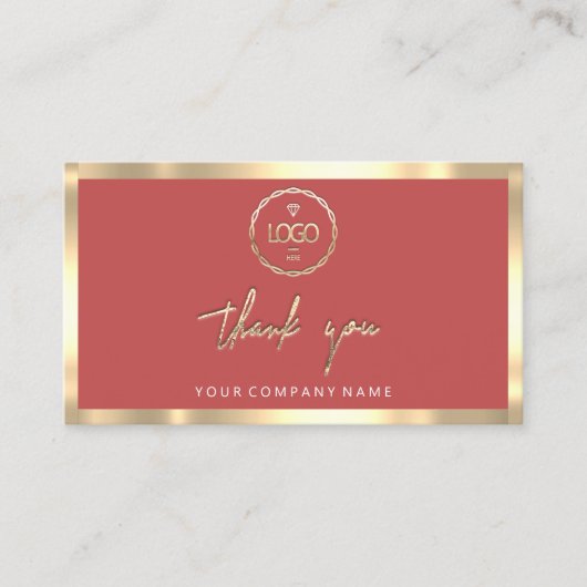 Carte De Visite Merci Business Insertion Logo Gold Frame Rose (Devant)