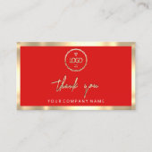 Carte De Visite Merci Business Insertion Logo Gold Frame Rouge (Devant)