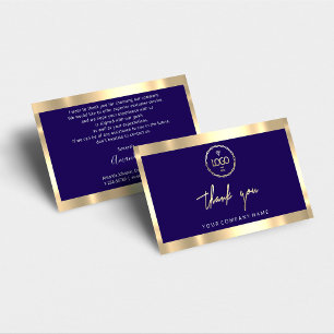 Carte De Visite Merci Business Insertion Logo Gold Navy