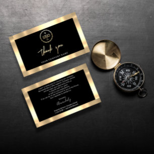 Carte De Visite Merci Business Insertion Logo Or Noir