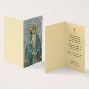 Carte De Visite Merci catholique béni de condoléance de Vierge