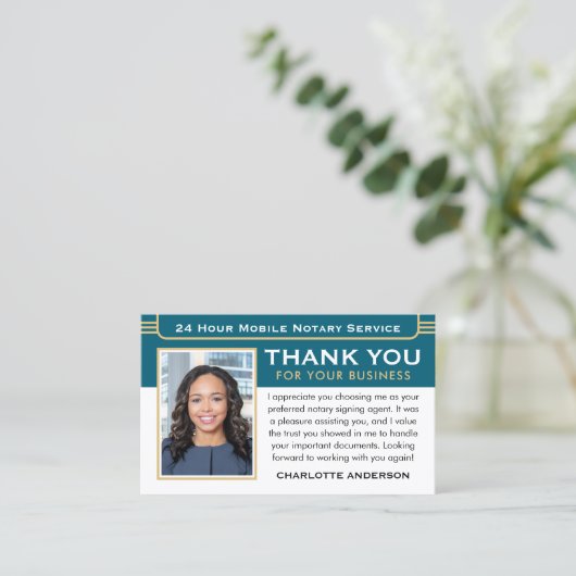 Carte De Visite Merci classique Photo publique QR Code Turquoise (Debout devant)