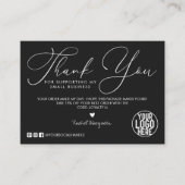 Carte De Visite Merci client de script noir blanc minimal (Devant)