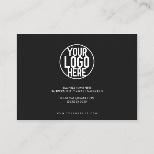 Carte De Visite Merci client de script noir blanc minimal (Dos)