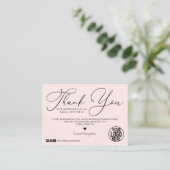 Carte De Visite Merci client de script noir rose minimal (Debout devant)
