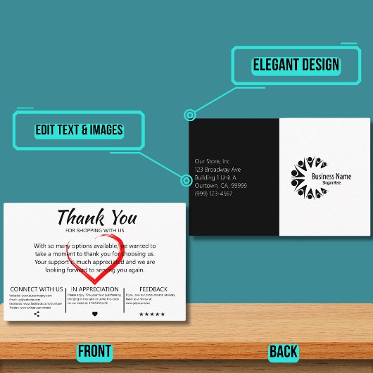 Carte De Visite Merci client élégant