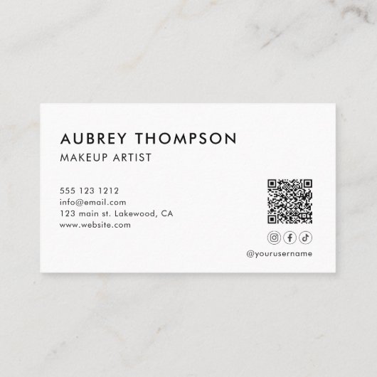 Carte De Visite Merci client fille QR Code blanc (Dos)