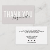 CARTE DE VISITE MERCI CLIENT GRIS CLAIR POUR VOTRE COMMANDE (Devant / Derrière)