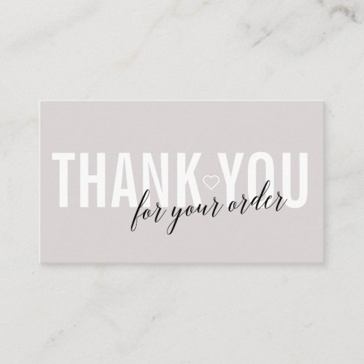 CARTE DE VISITE MERCI CLIENT GRIS CLAIR POUR VOTRE COMMANDE (Devant)