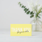 CARTE DE VISITE MERCI CLIENT JAUNE CLAIR POUR VOTRE COMMANDE (Debout devant)