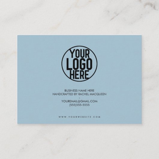 Carte De Visite Merci client minimum Dusty Blue Script noir (Dos)