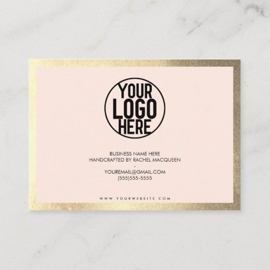 Carte De Visite Merci client minimum Gold Blush Pink Script (Dos)