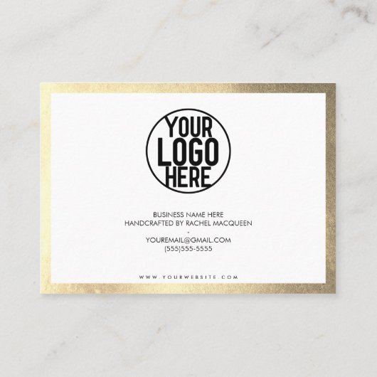 Carte De Visite Merci client minimum Gold White Black Script (Dos)