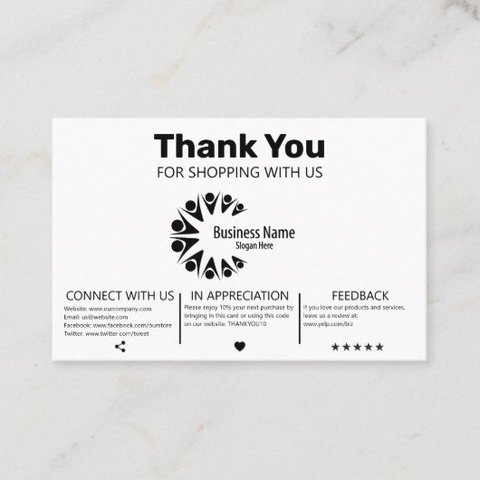 Carte De Visite Merci client moderne (Devant)