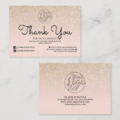 Carte De Visite Merci client Ombre Parties scintillant rose or (Devant / Derrière)