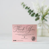 Carte De Visite Merci client rose Parties scintillant or Pink Scri (Debout devant)