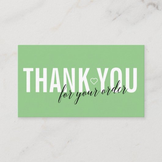 CARTE DE VISITE MERCI CLIENT VERT MINT POUR VOTRE COMMANDE (Devant)