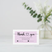 Carte De Visite Merci cœur de script rose blush moderne (Debout devant)