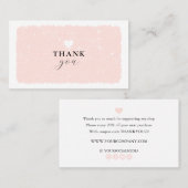 Carte De Visite Merci Coeur Rose Pour Votre Achat (Devant / Derrière)