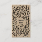 Carte De Visite MERCI Commande rabais Élégant Fleur sauvage Kraft (Devant)