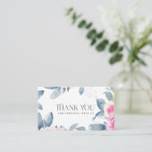 CARTE DE VISITE MERCI D'AFFAIRES FLORALE BLEU BLEU DOUX (Debout devant)