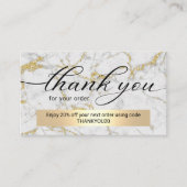 Carte De Visite Merci d'affaires moderne en marbre d'or (Devant)