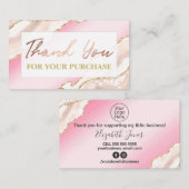 Carte De Visite Merci D'Agencement Rose Vierge Pour Votre Achat (Devant / Derrière)