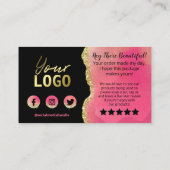 Carte De Visite Merci d'agent d'agent de Parties scintillant d'or (Dos)