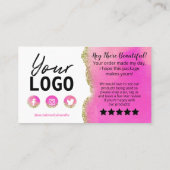 Carte De Visite Merci d'agrafage d'or rose blanche (Dos)