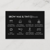 Carte De Visite Merci d'après-soins de cire pour sourcils noirs (Dos)