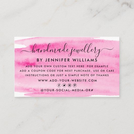 Carte De Visite Merci d'aquarelle moderne Script (Dos)