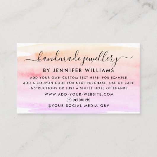 Carte De Visite Merci d'aquarelle moderne Script (Dos)