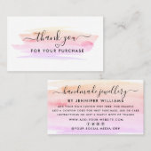 Carte De Visite Merci d'aquarelle moderne Script (Devant / Derrière)