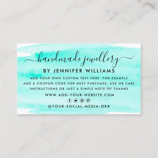 Carte De Visite Merci d'aquarelle moderne Script (Dos)