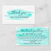 Carte De Visite Merci d'aquarelle moderne Script (Devant / Derrière)