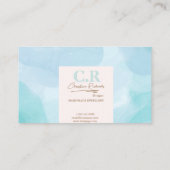 Carte De Visite Merci d'aquarelle Turquoise bleu moderne (Dos)