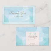 Carte De Visite Merci d'aquarelle Turquoise bleu moderne (Devant / Derrière)