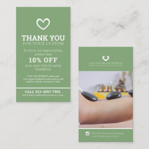Carte De Visite Merci de beauté santé photo promo vert répéter