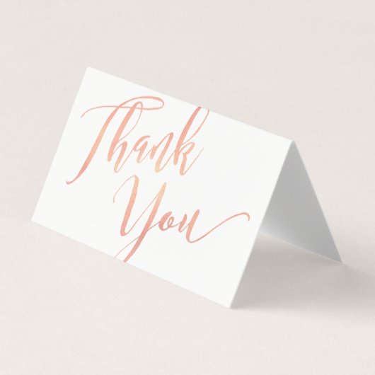 Carte De Visite Merci de calligraphie de police de script or rose (Devant)