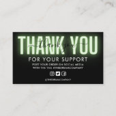 Carte De Visite Merci de calligraphie néon vert Insertion médiatiq (Devant)