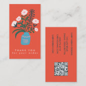 Carte De Visite Merci de commande de code QR VASE FLOWER personnal (Devant / Derrière)