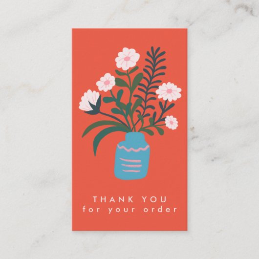Carte De Visite Merci de commande de code QR VASE FLOWER personnal (Devant)