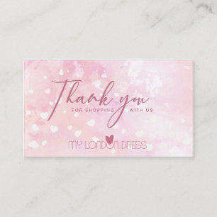 CARTE DE VISITE MERCI DE COULEUR D'EAU ROSE NOIR