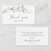 Carte De Visite Merci de feuillage vert et or (Devant / Derrière)