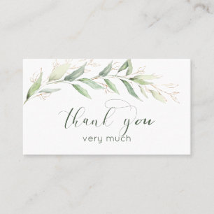 Carte De Visite Merci de feuillage vert et or