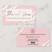 Carte De Visite Merci De Glam D'Agate Rose Pour Votre Achat (Devant / Derrière)