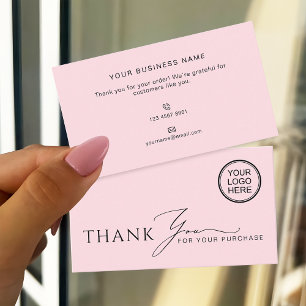 Carte De Visite Merci de la boutique moderne rose doux